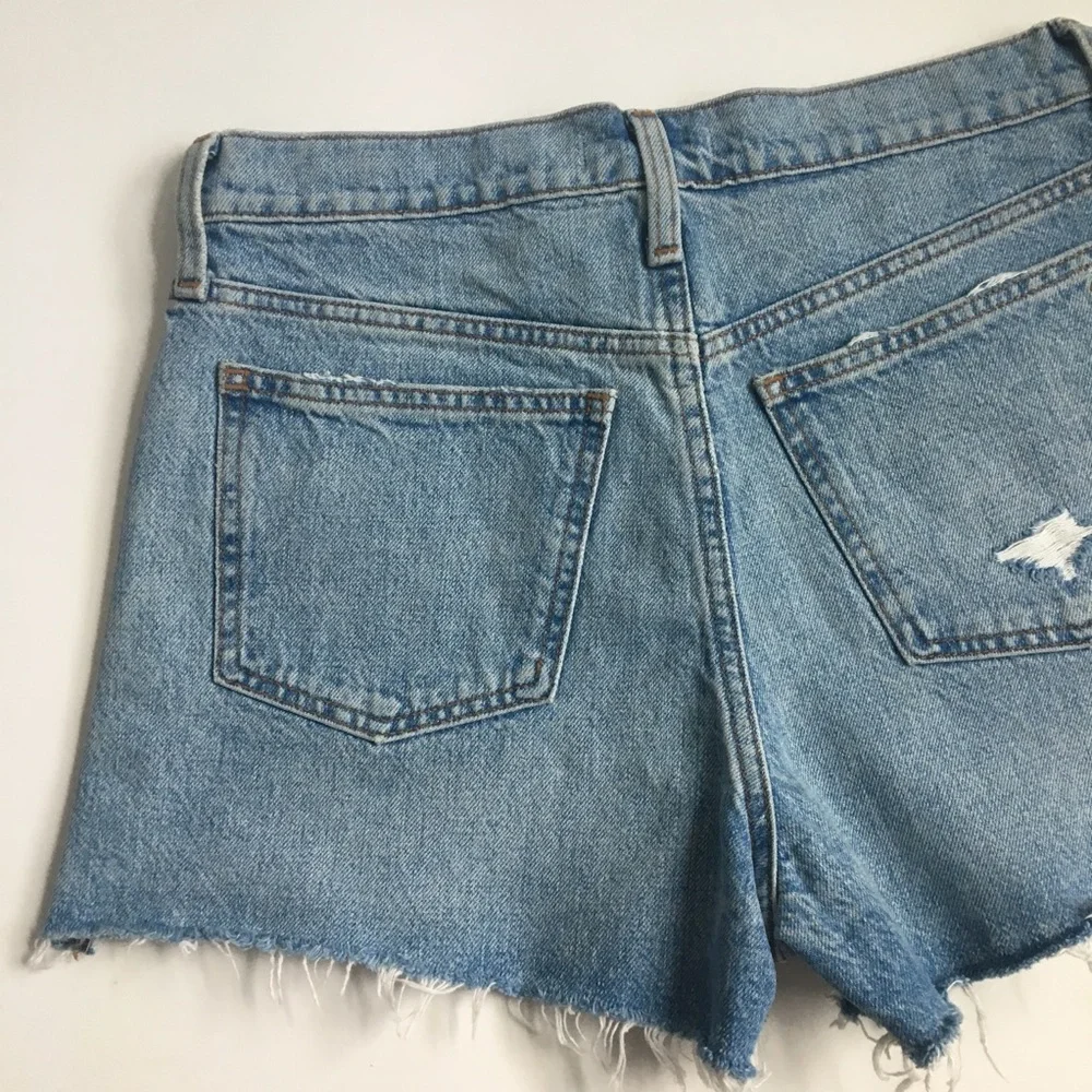Madewell Relaxed Side-Slit Edition Raw Hem Denim Jean Shorts Madera Wash Size 25